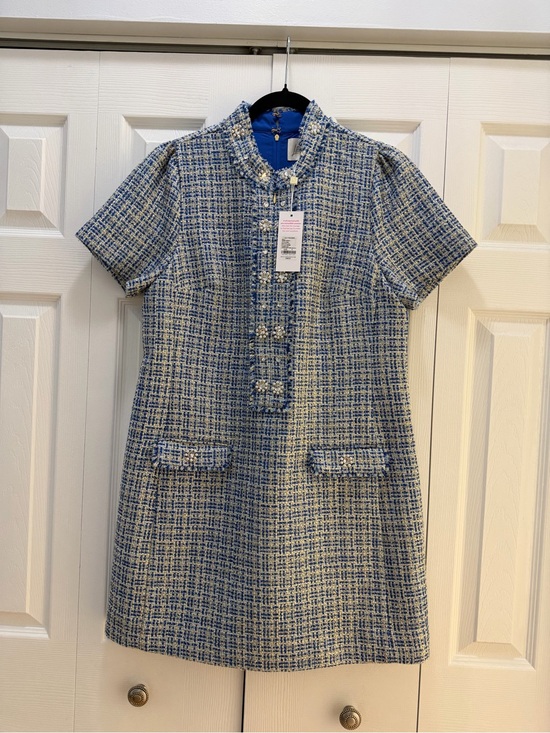 Lilly Pulitzer Dresses & Skirts - Lilly Pulitzer Teddy Blue and Gold Tweed Jeweled Dress